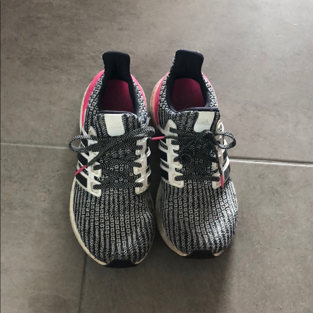 adidas ultra boost (black white and pink)